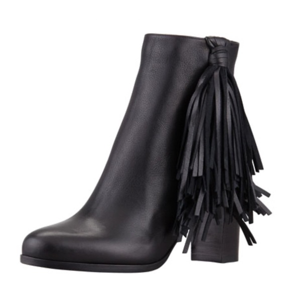 Christian Louboutin Jimmynetta Black Calfskin Leather Fringe Ankle Chelsea Boot - Picture 1 of 16